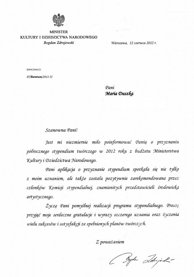 STYPENDIUM MINISTERSTWA KULTURY I DZIEDZICTWA NARODOWEGO